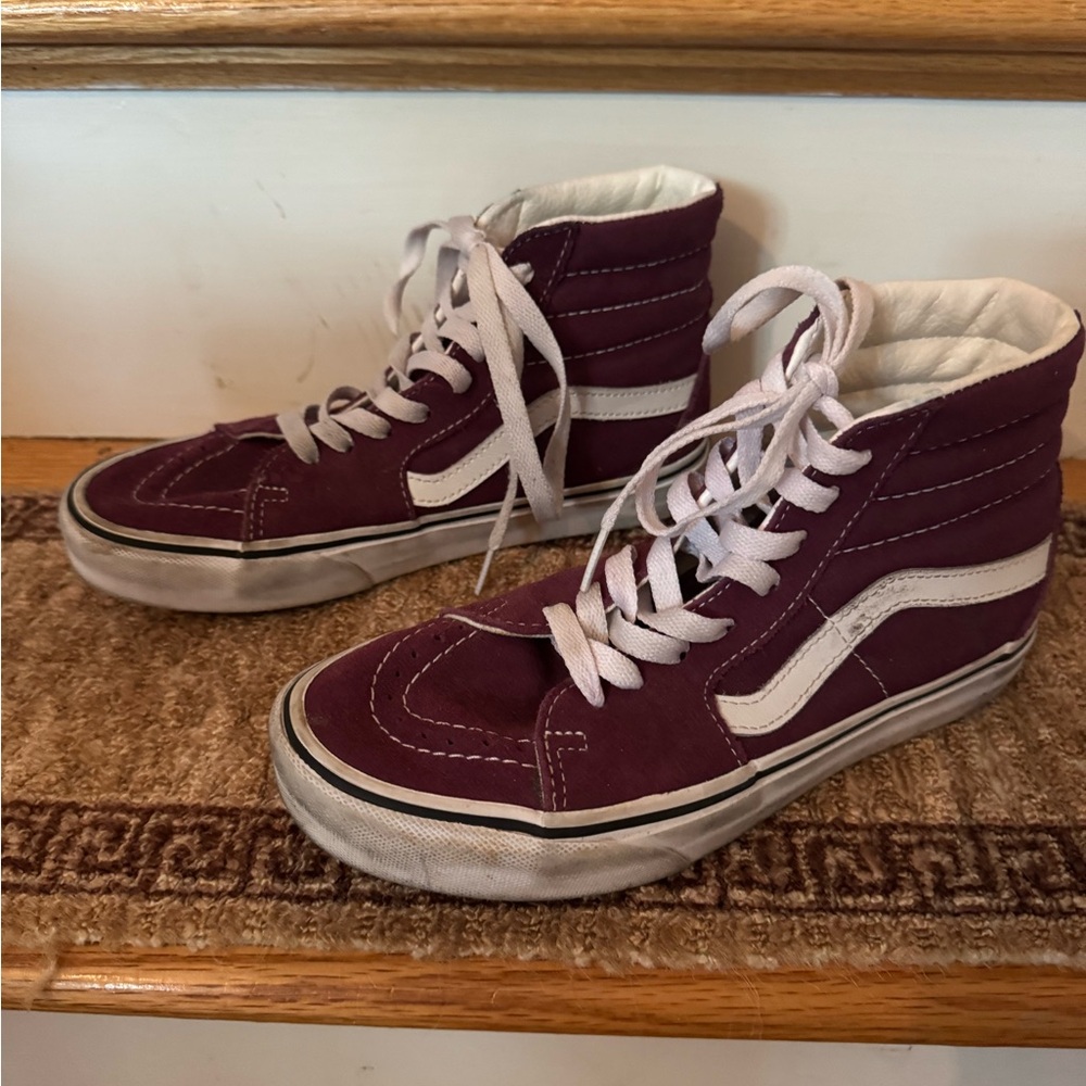 Vans Burgundy and White High-Tops